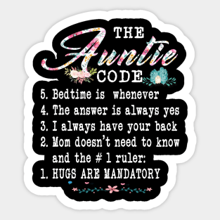 The Auntie Code Funny Family Matching Gifts For Aunt Sticker